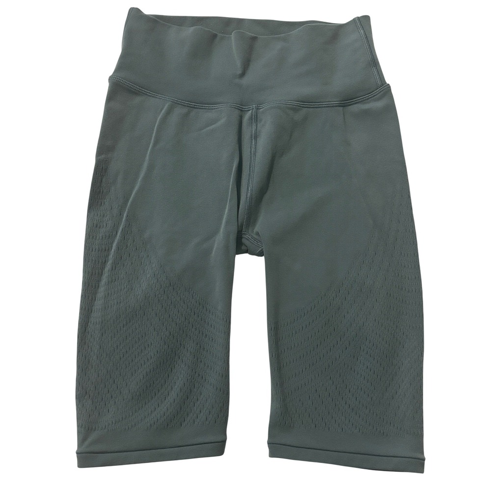 Lululemon Shorts 4 Reveal High Rise Long Biker‎ Tidewater Teal Green Perforated